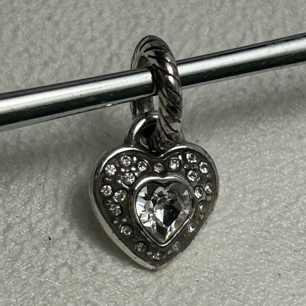 Brighton ABC Clear Crystal Heart Charm Silver Plated - Picture 4 of 9